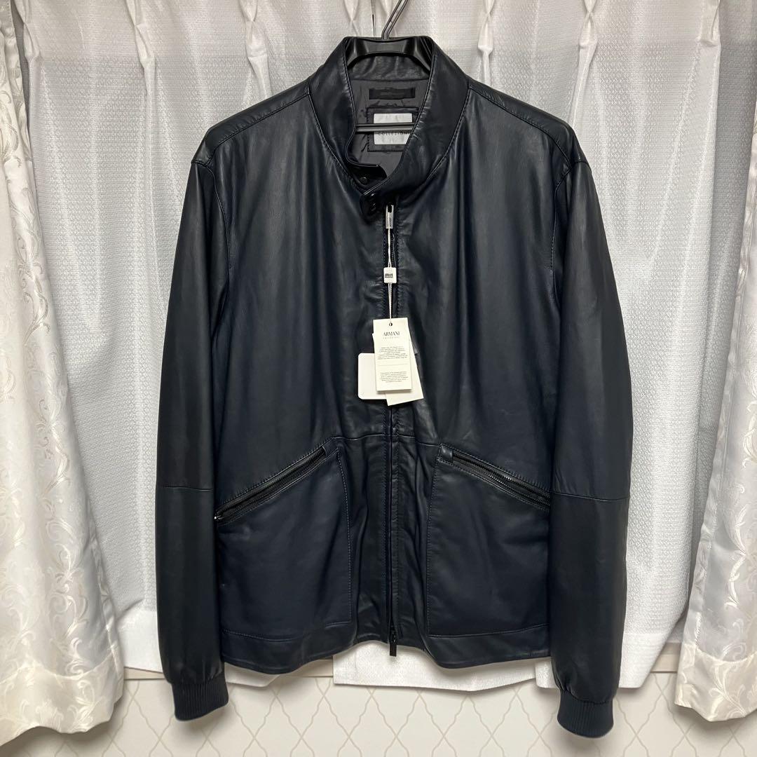 Armani Exchange ブラックレザージャケット ARMANI EXCHANGE 革ジャン ライダース 「A|X アルマーニ