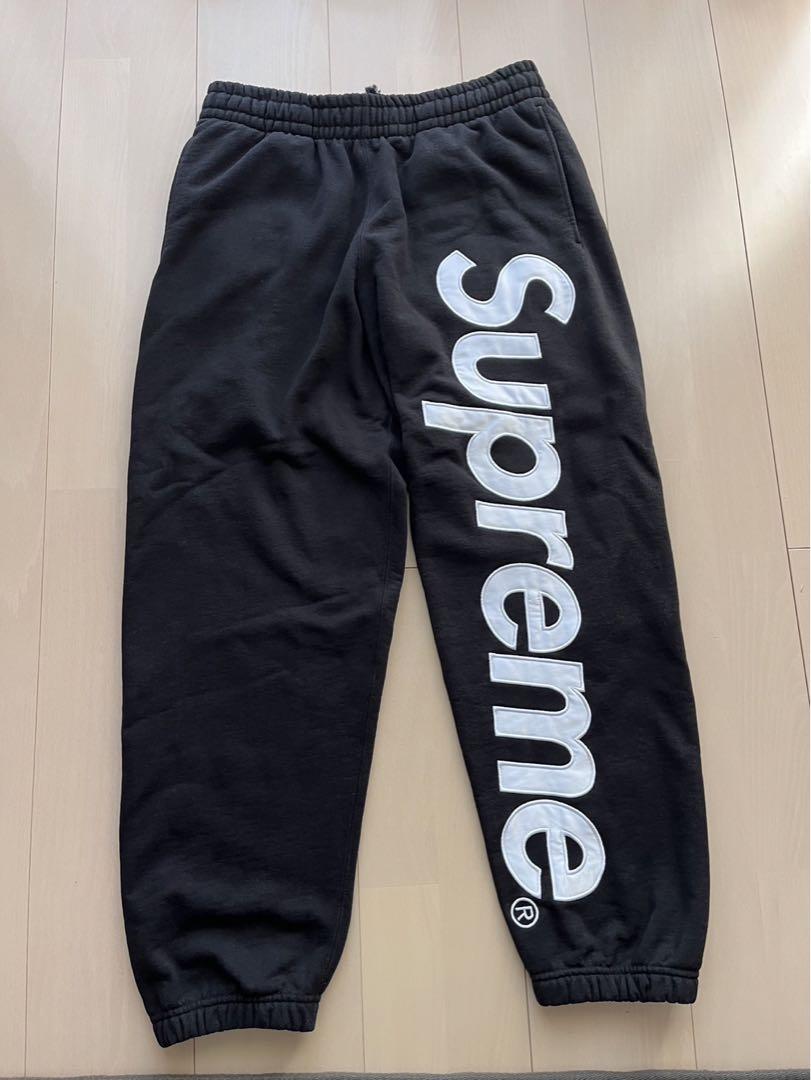supreme satin applique スウェットパンツ ブラックパンツ