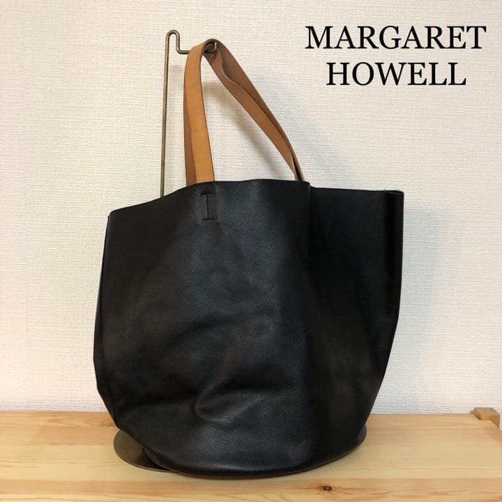 男女兼用 マーガレットハウエル ソフトレザー トートバッグ ブラック
