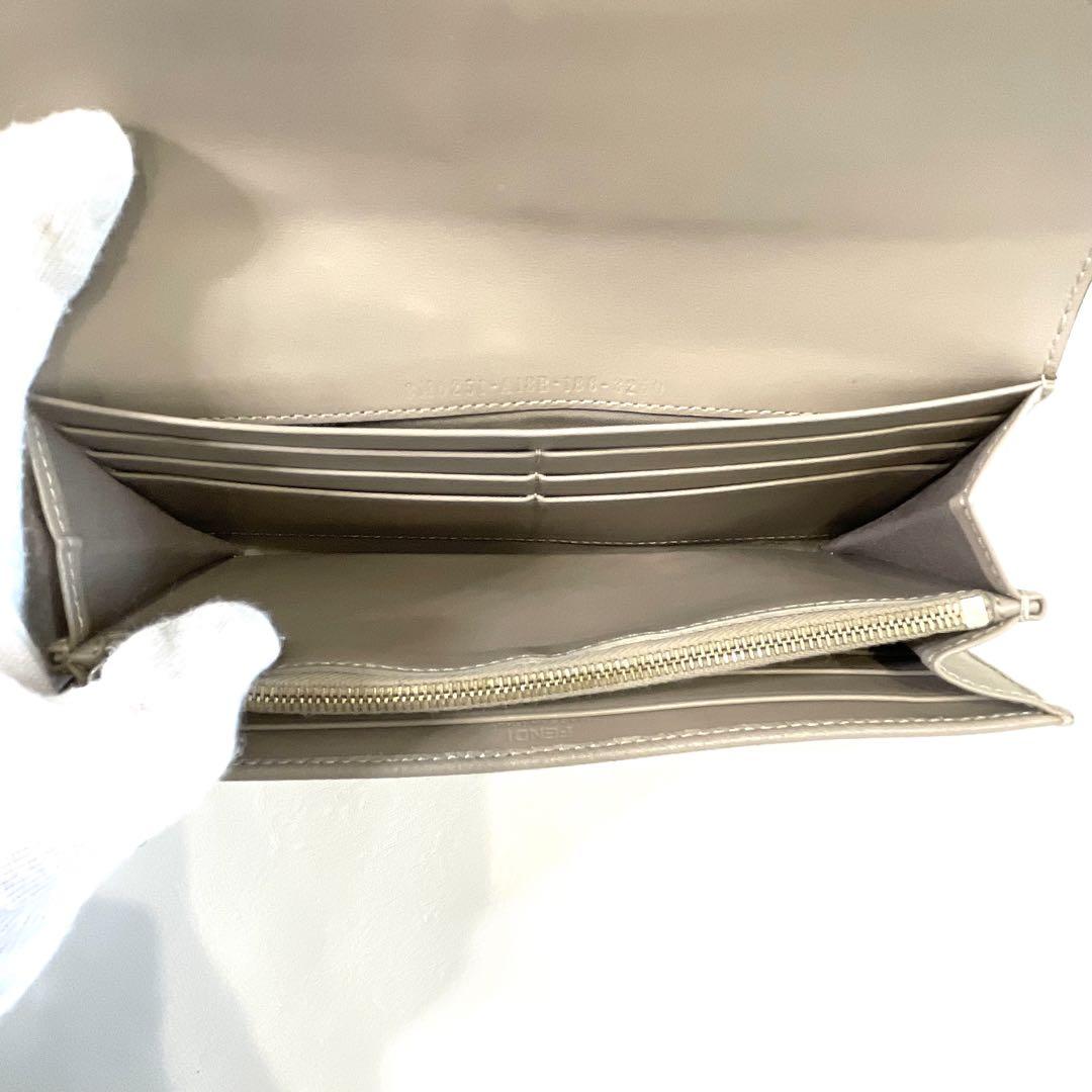 美品　フェンディ　エフイズ　長財布　F 金具　ロゴ　ベージュ　フラップ