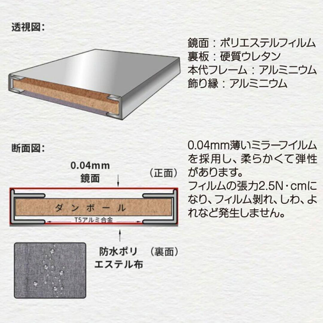 高級素材使用ブランド キャスターミラー 360°回転 1848 シルバー 幅100×高さ160cm 鏡
