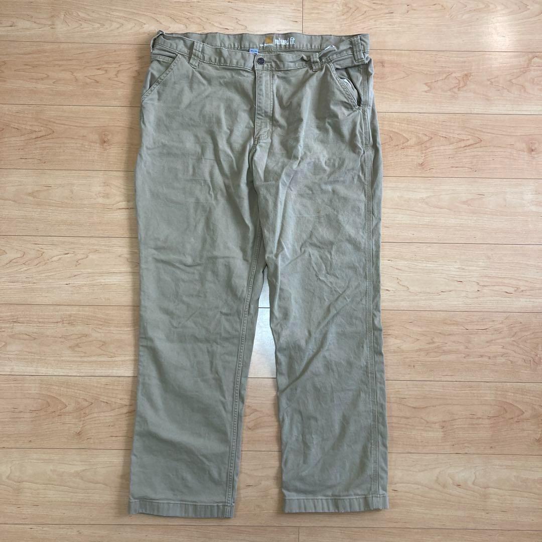 カーハート　ワークパンツ　ベージュ　ビックサイズ　古着　W40 L32
