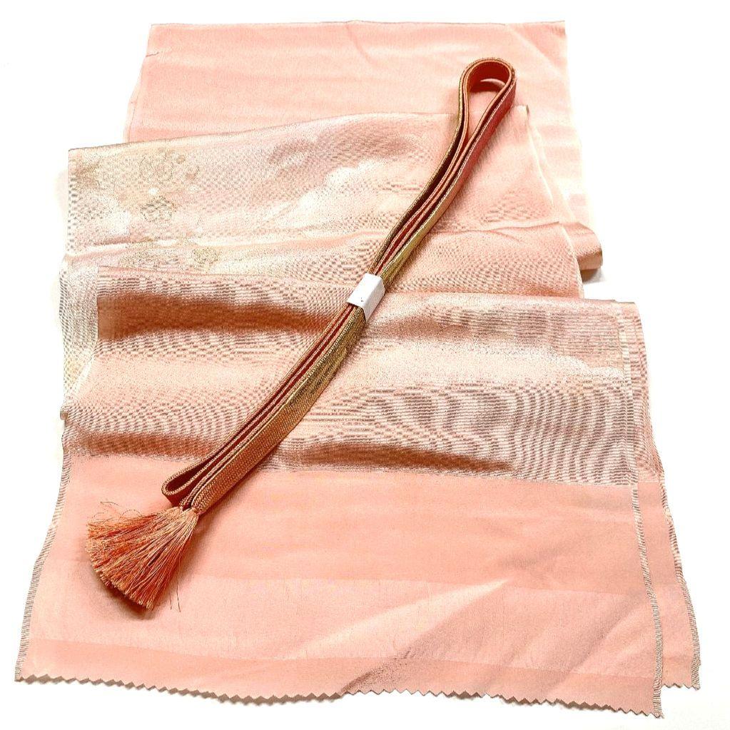 ［4043］帯締め 帯揚げ セット 美品 松竹梅 金糸 正絹 着物 帯絞め