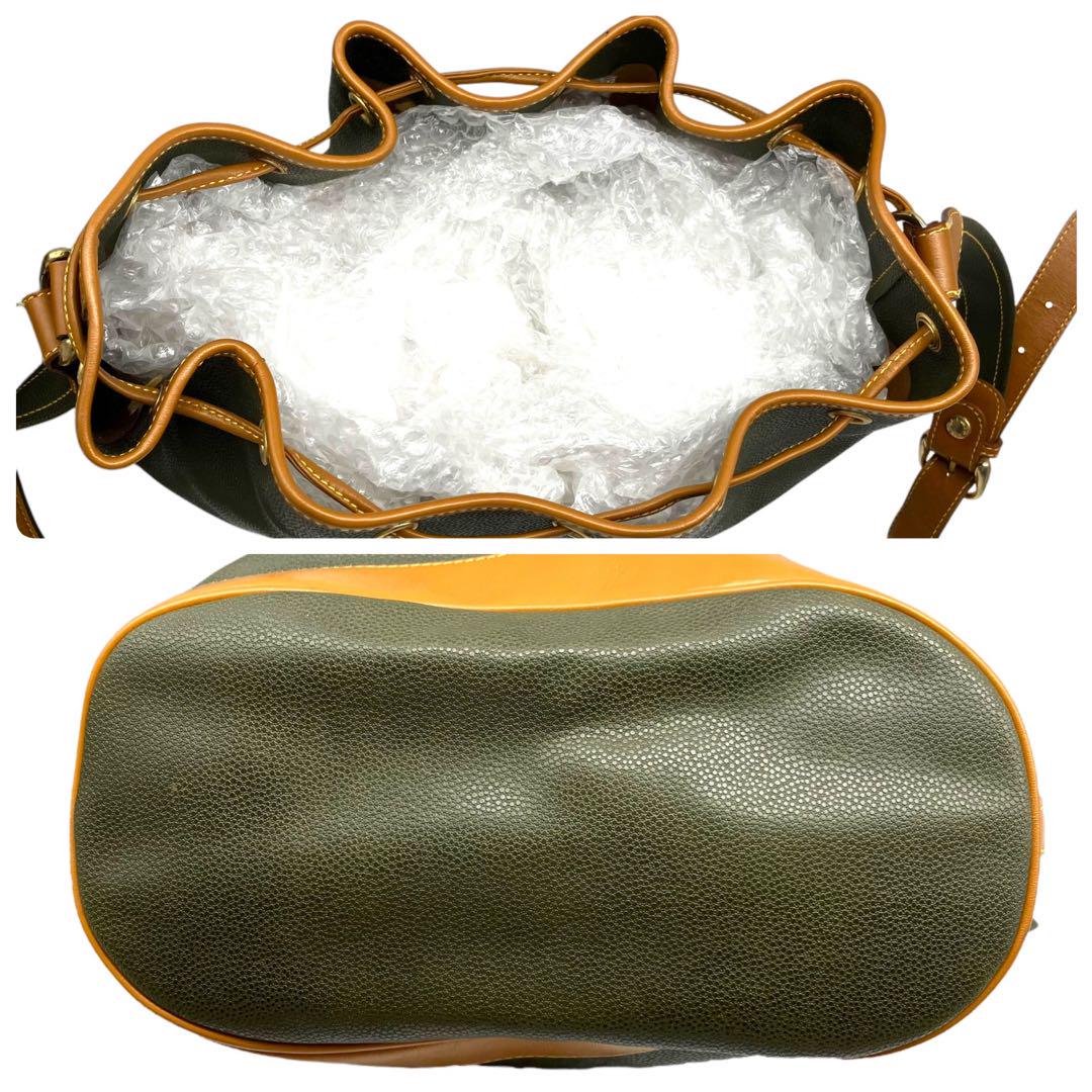 ランセル LANCEL ショルダーバッグ レザー 緑 茶色