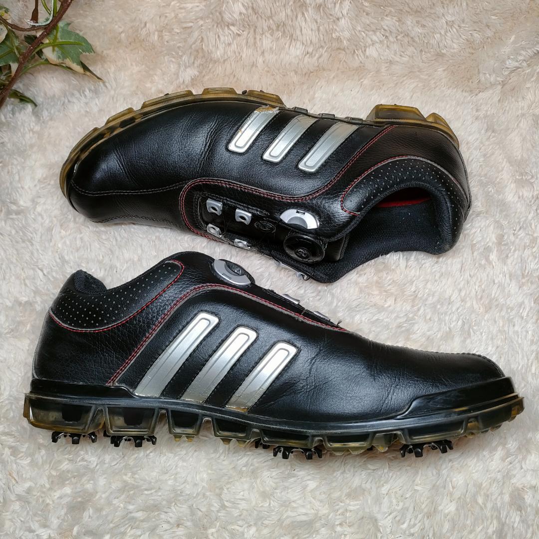 adidas ゴルフシューズ ピュアメタル BOA 本革 黒【スパイク交換