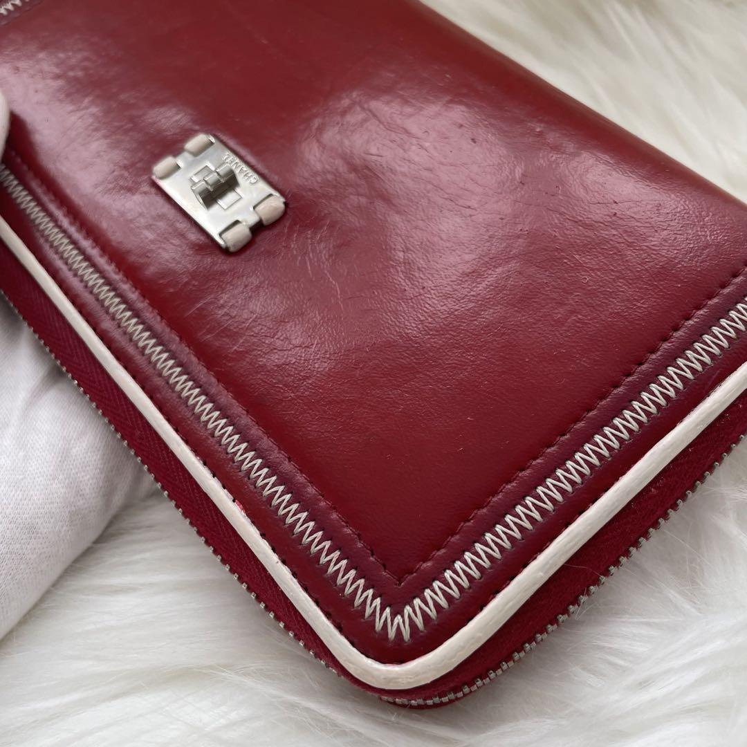 CHANEL シャネル 2.55 金具 ラウンドファスナー 財布 赤 - メルカリ