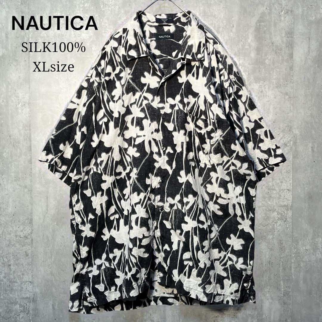 XLサイズ☆NAUTICA シルク100 ビッグシルエット オープンカラーシャツ