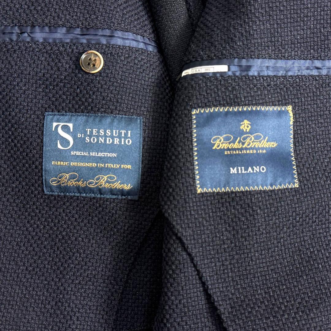 J3590 美品 ブルックスブラザーズ MILANO ホップサックジャケット 紺