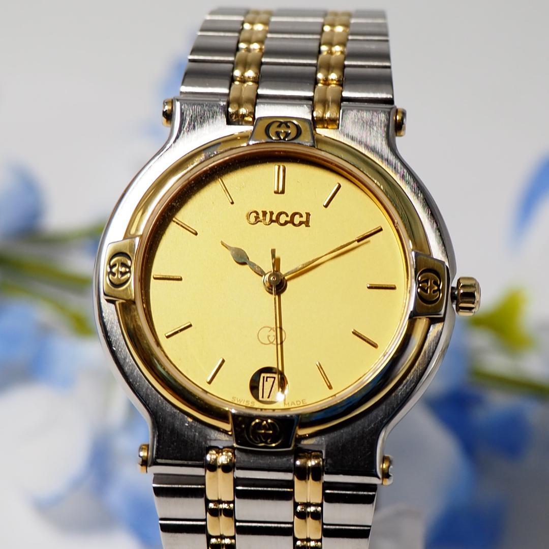 グッチ GUCCI デイト ゴールド・シルバーコンビ メンズ 腕時計 F396