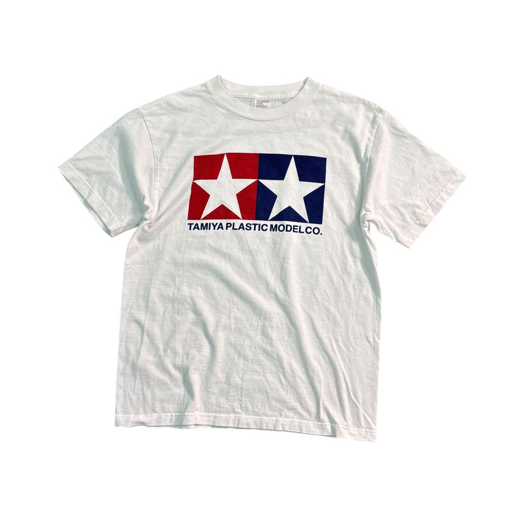 7SM5 【TAMIYA】リメイクロゴプリント　半袖Tシャツ　白　古着used