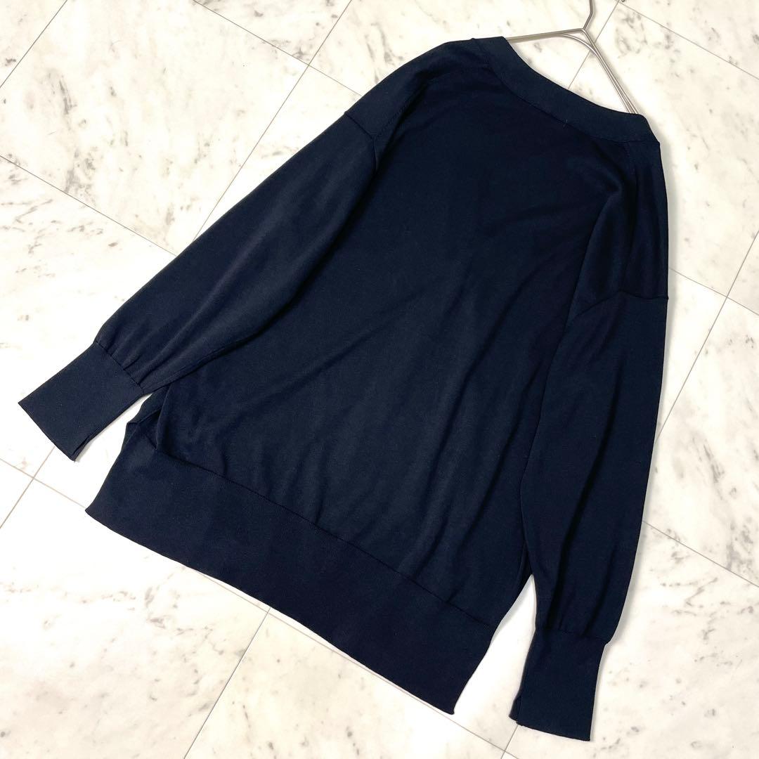 【極美品】23区 シルク 洗える コットンカーディガン 大きい2XL 黒