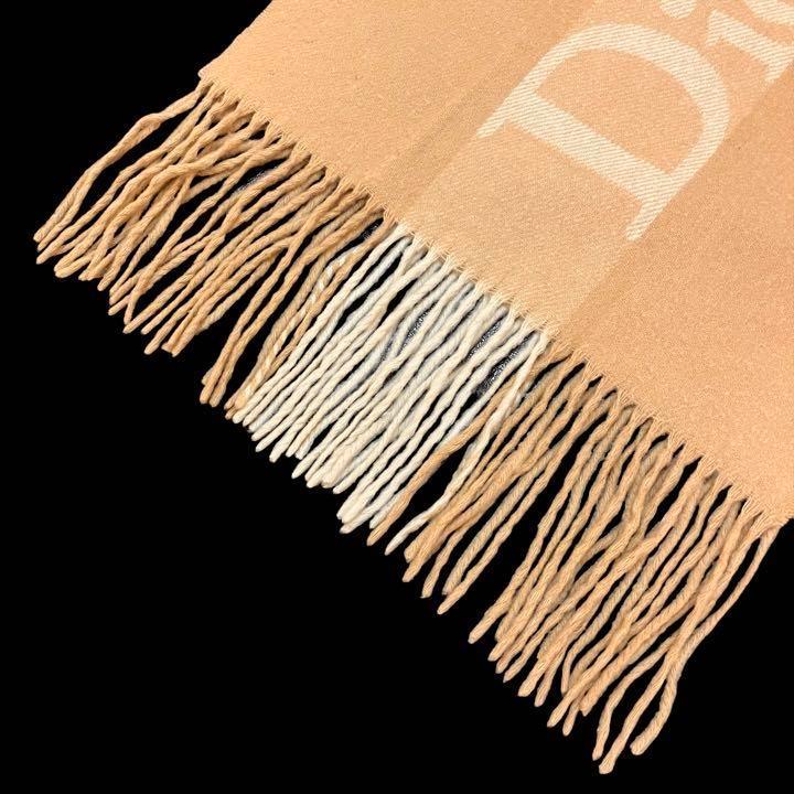 Christian Dior マフラー ウール製 ベージュ/ブラウン 極美品】dior クリスチャン ディオール マフラー ベージュ