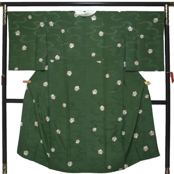 長襦袢 袷用 緑 地紋 雲 ねじ花 ネジ花 裄67.5 Ｌ 中古 sn1587 長襦袢 袷用 緑 地紋 雲 ねじ花 ネジ花 裄67.5 L 中古 sn1587