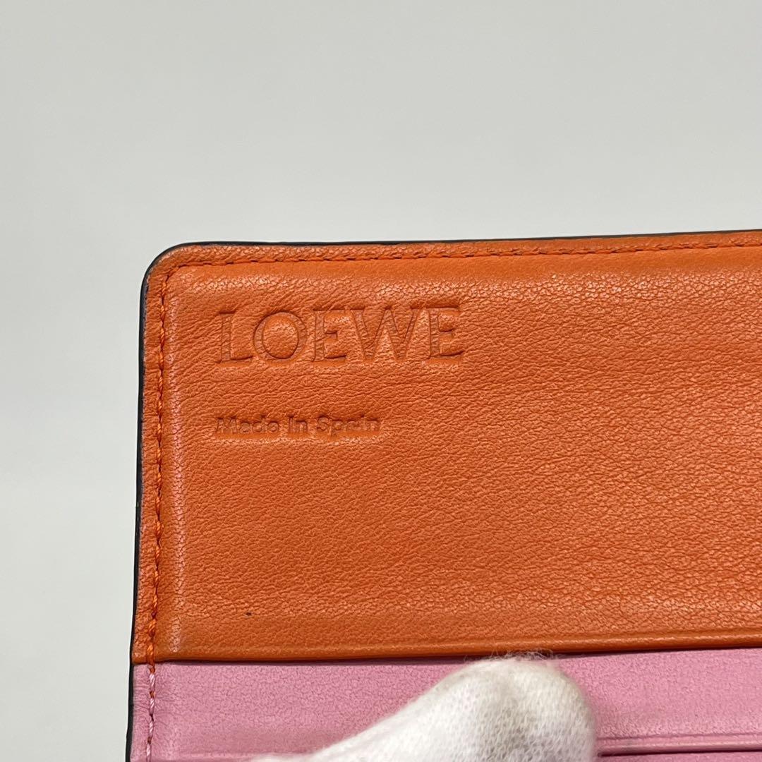 【美品】LOEWE 長財布 フラップ アナグラム ロゴ型押し バイカラー 箱付き