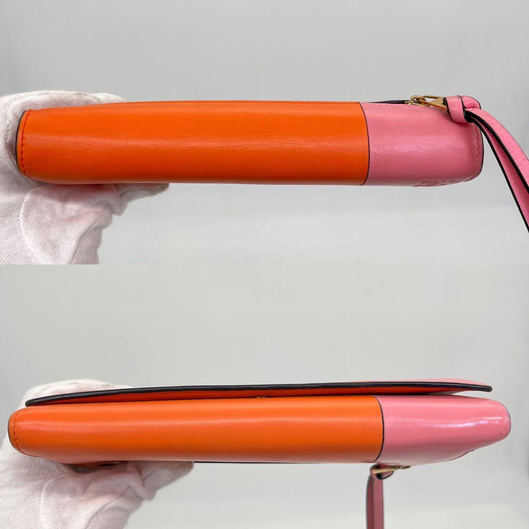 【美品】LOEWE 長財布 フラップ アナグラム ロゴ型押し バイカラー 箱付き