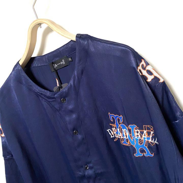 THINK OFFICIAL☆ベースボールシャツ☆ネイビー☆新品未使用☆XL☆