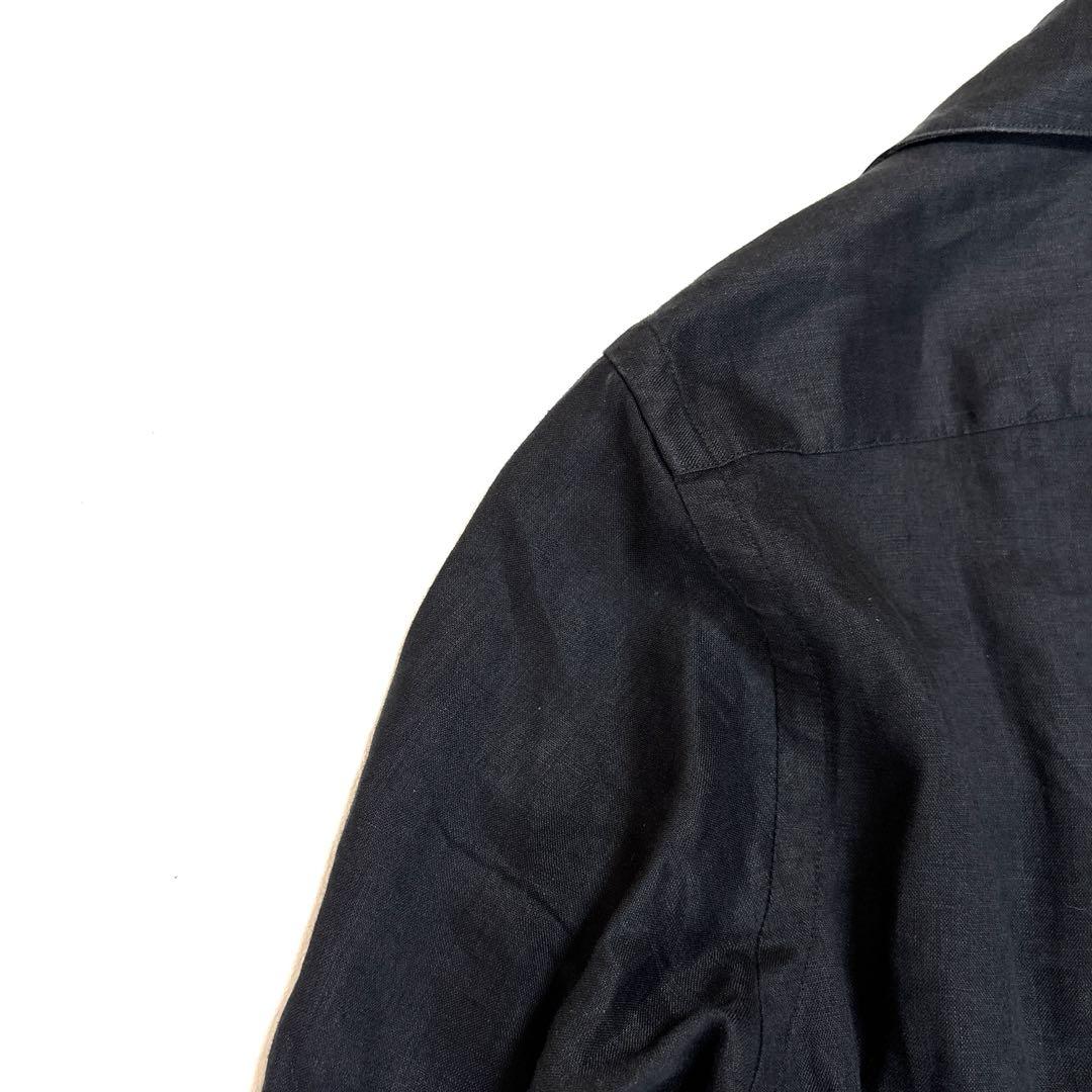 UNITED ARROWS リネン100 カプリシャツ M ブラック 7分袖