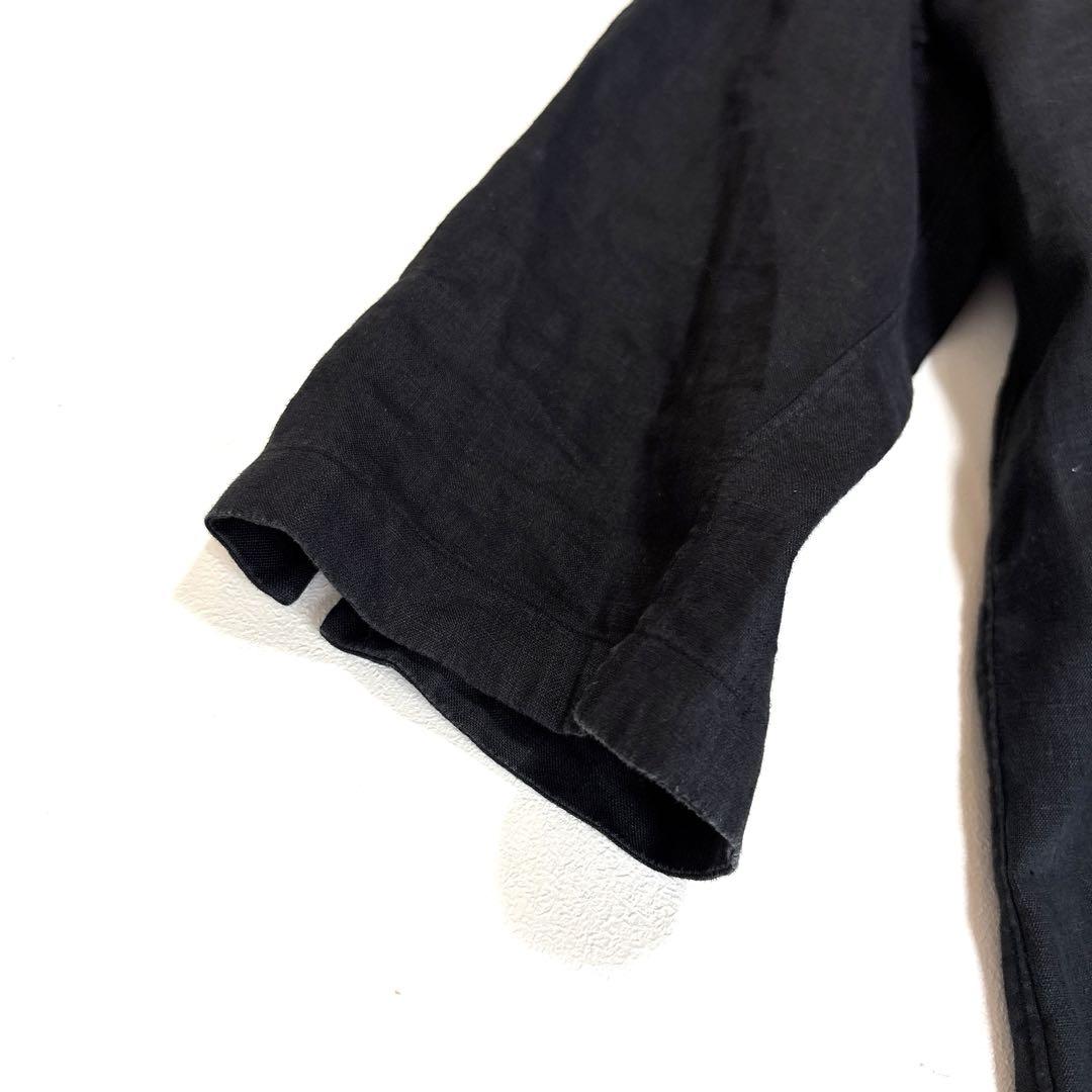 UNITED ARROWS リネン100 カプリシャツ M ブラック 7分袖