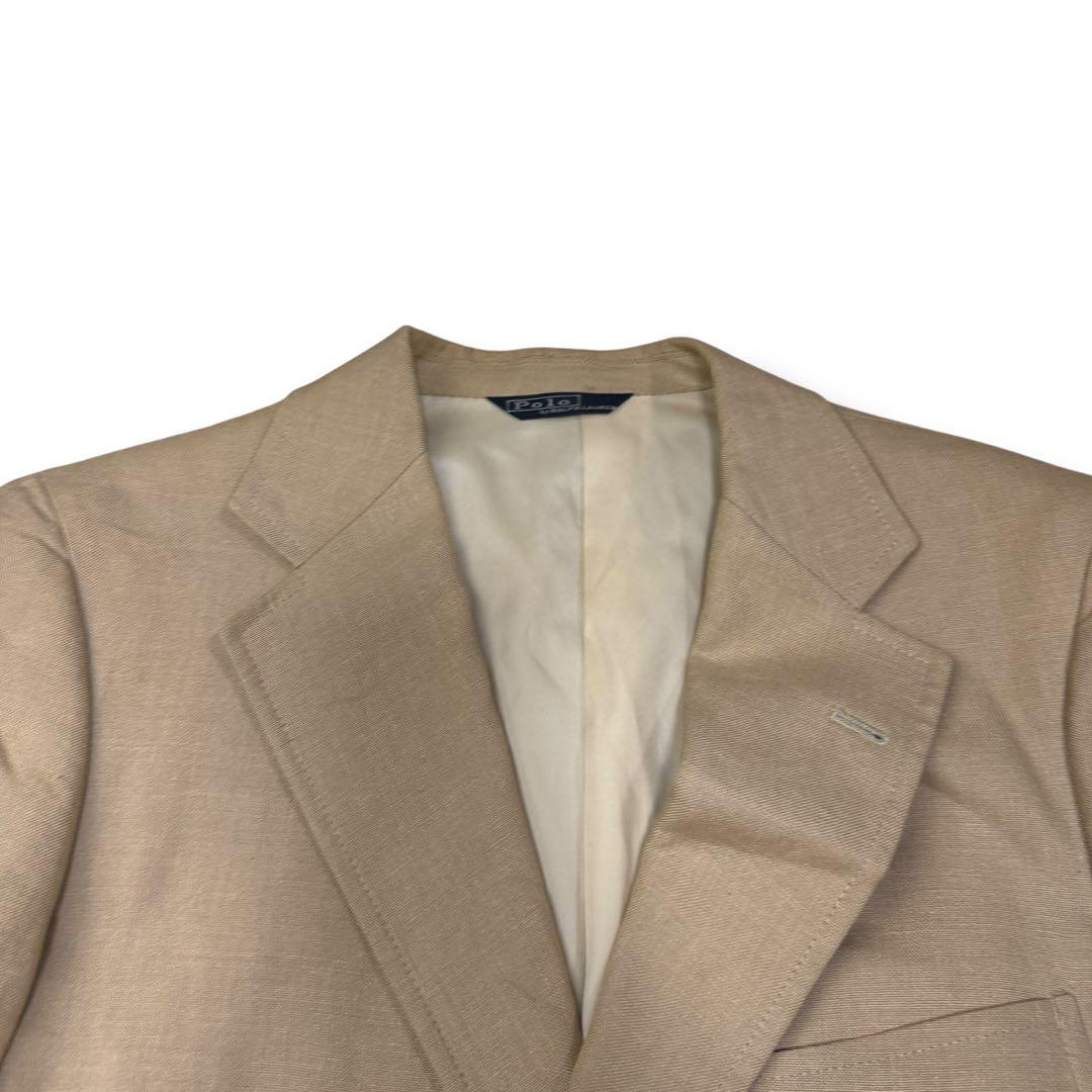 ポロラルフローレン 730 紺ブレ テーラードジャケット 金ボタン 麻100% POLO RALPH LAUREN - ポロラルフローレン 730 紺ブレ テーラード