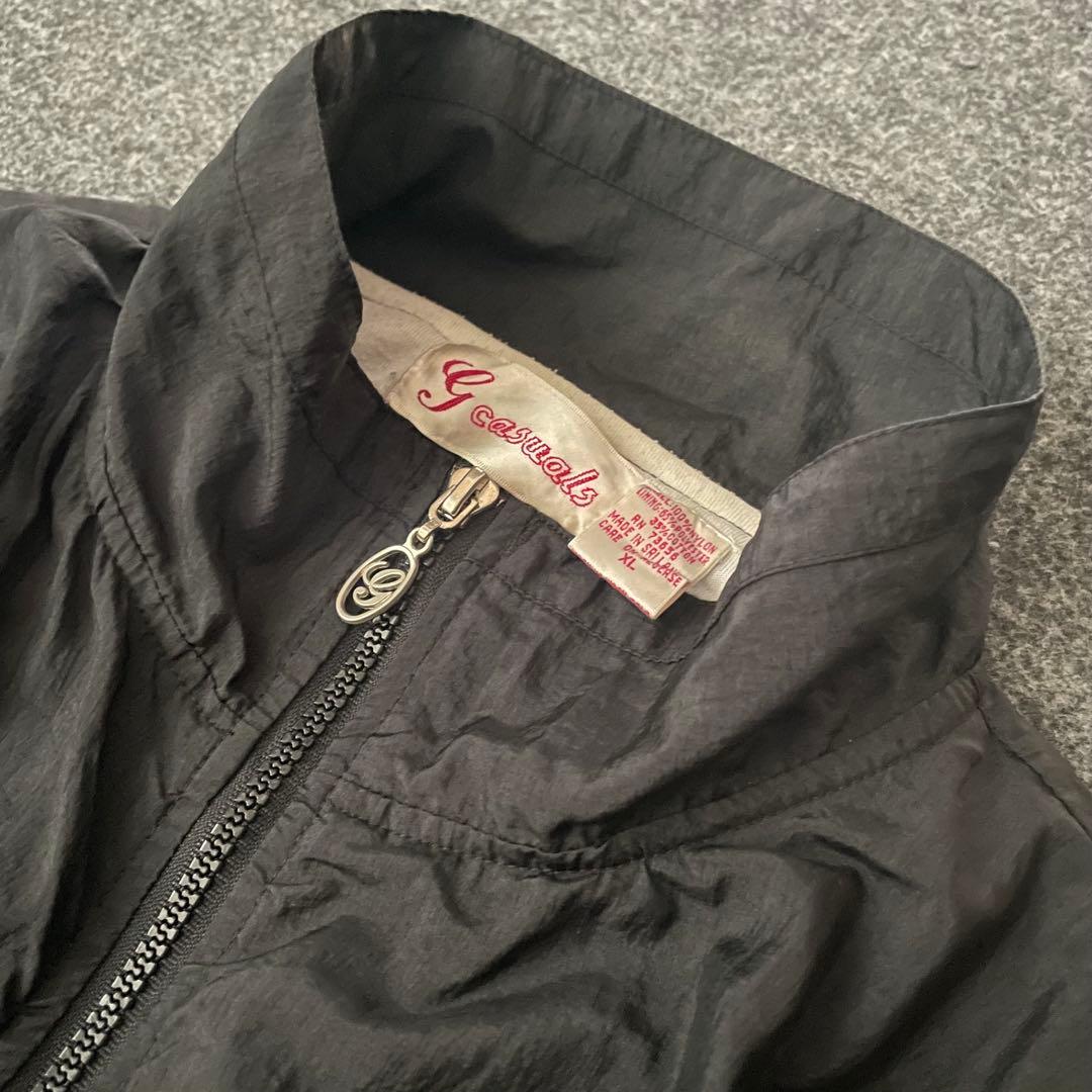 80s vintage ナイロンジャケット　ドット　個性的　ブラック　ゴールド