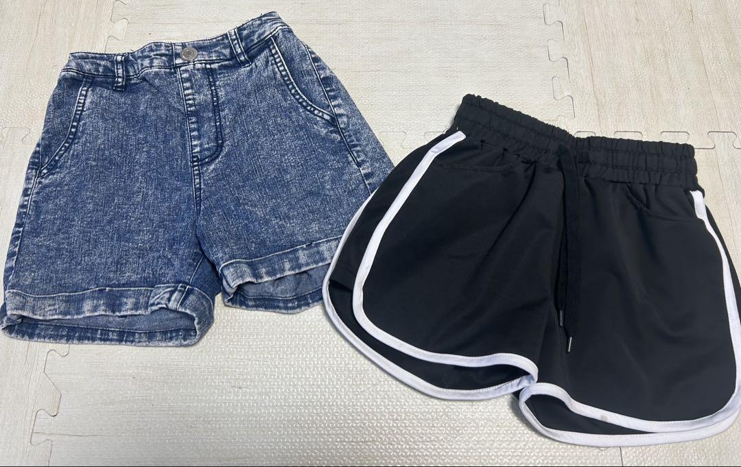 ブラックデニムショートパンツ ストライプデザイン レディース 【adidas】 アディダス W DENIM FBIRD SHORTS
