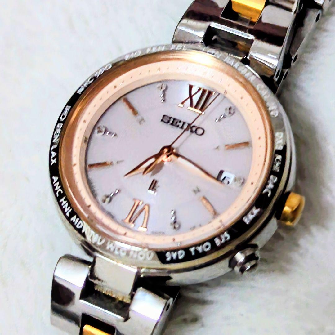 【SEIKO セイコー】ルキア 電波ソーラー デイト レディース ピンク文字盤