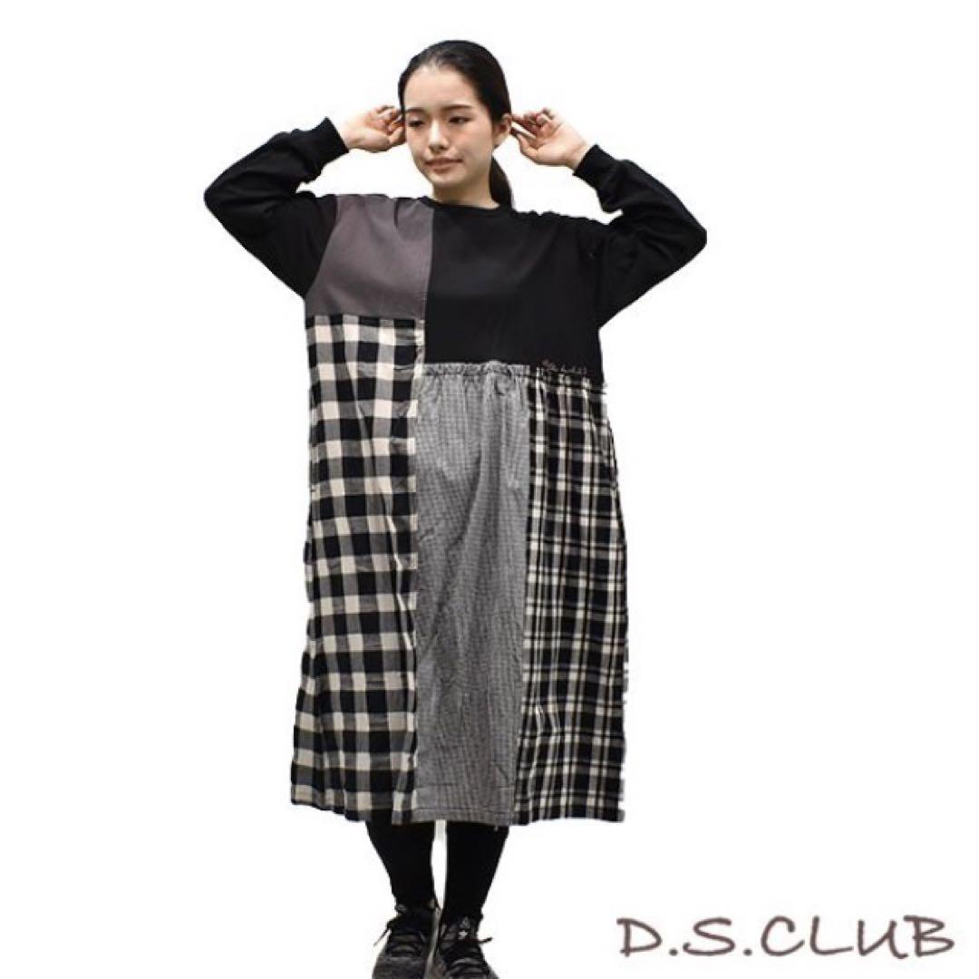 18日までdrug store'sチェック使いかわいいチュニワンピ(D.S.C)