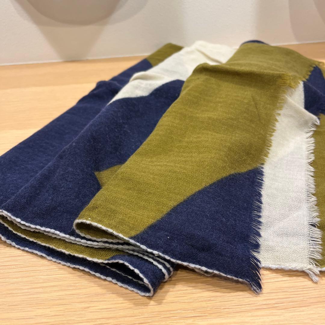 LOVAT GREEN ウールストール ネイビー オリーブ ミズイロインドmizuiroind