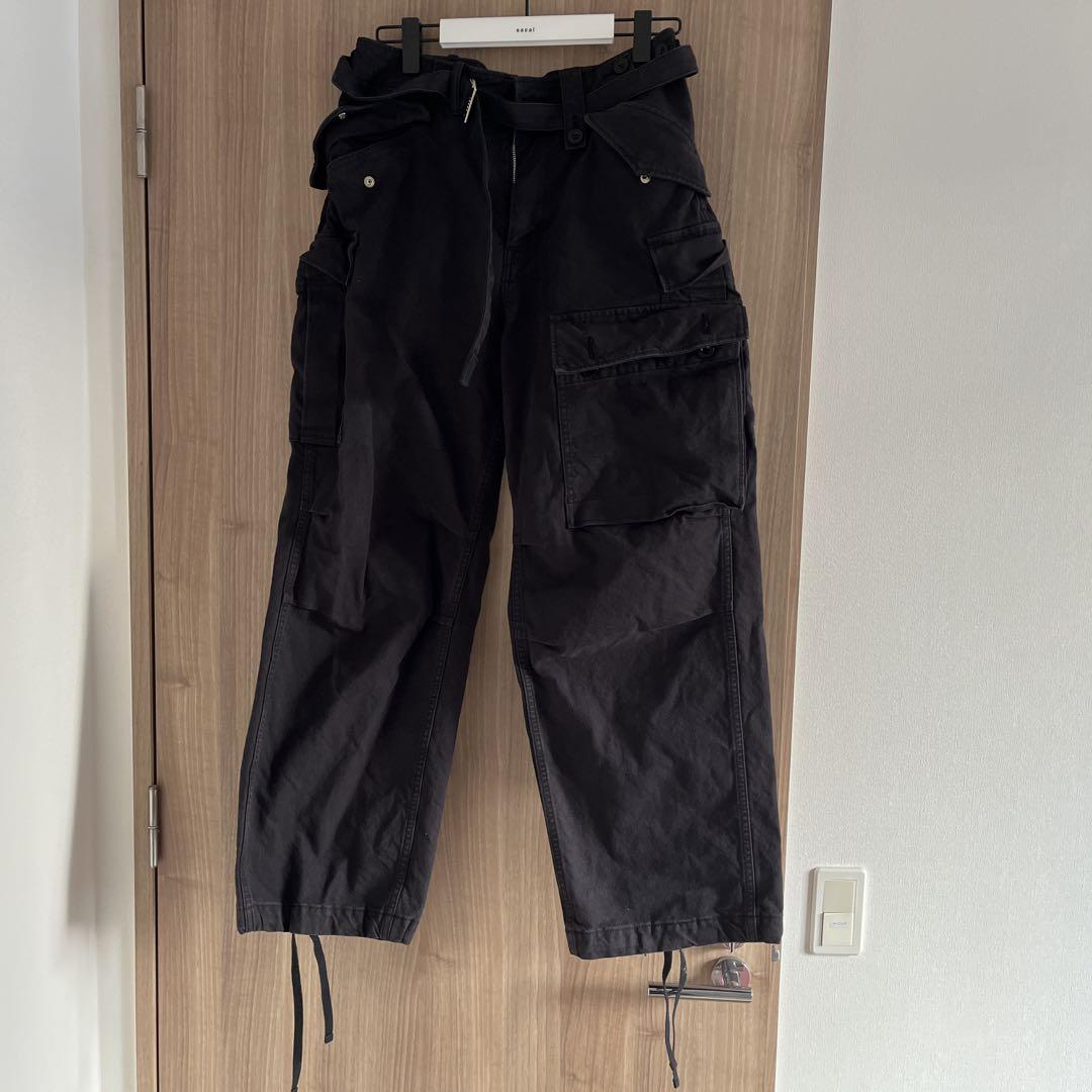 sacai 22AW ベルト付ワイドカーゴパンツ ブラック サイズ2 試着