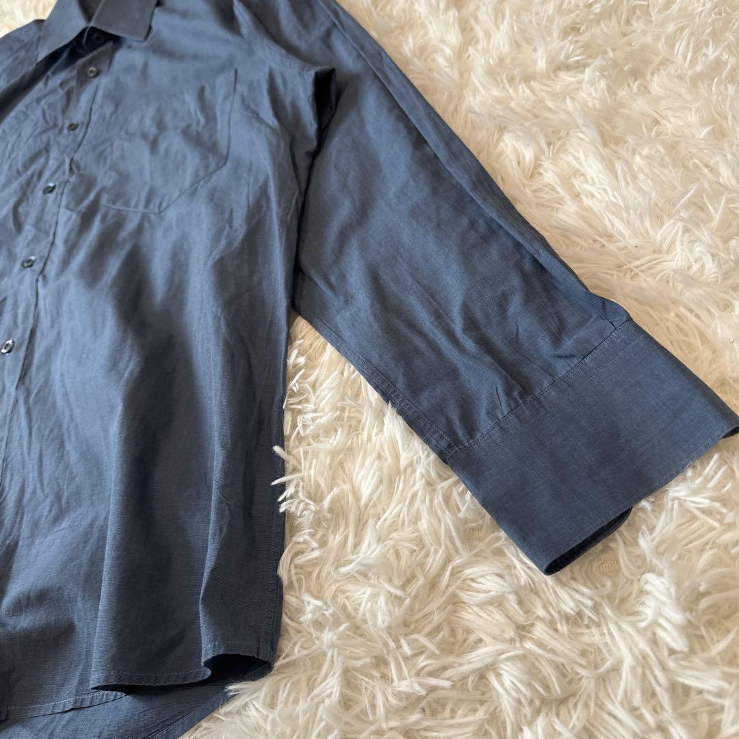美品 HUGO BOSS イタリア製 ヒューゴボス ネイビーシャツ Lサイズ相当