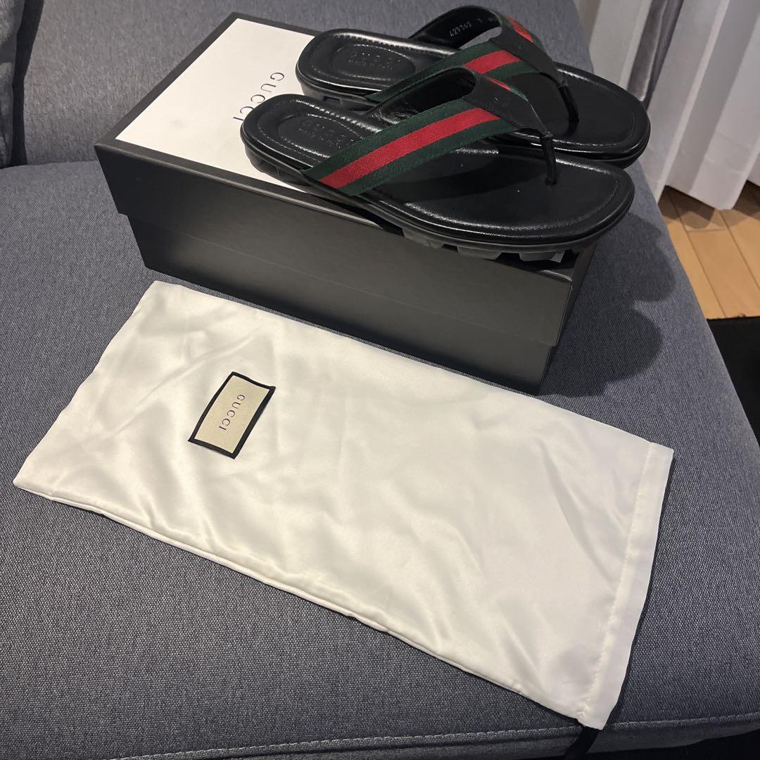 GUCCI トングサンダル　ウエブ&レザー　　極美品‼️