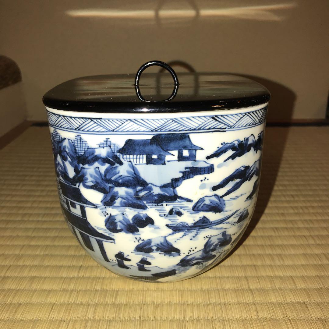 茶道具 西村徳泉作染付水指 品質保証書 茶道具 西村徳泉作染付水指 陶芸