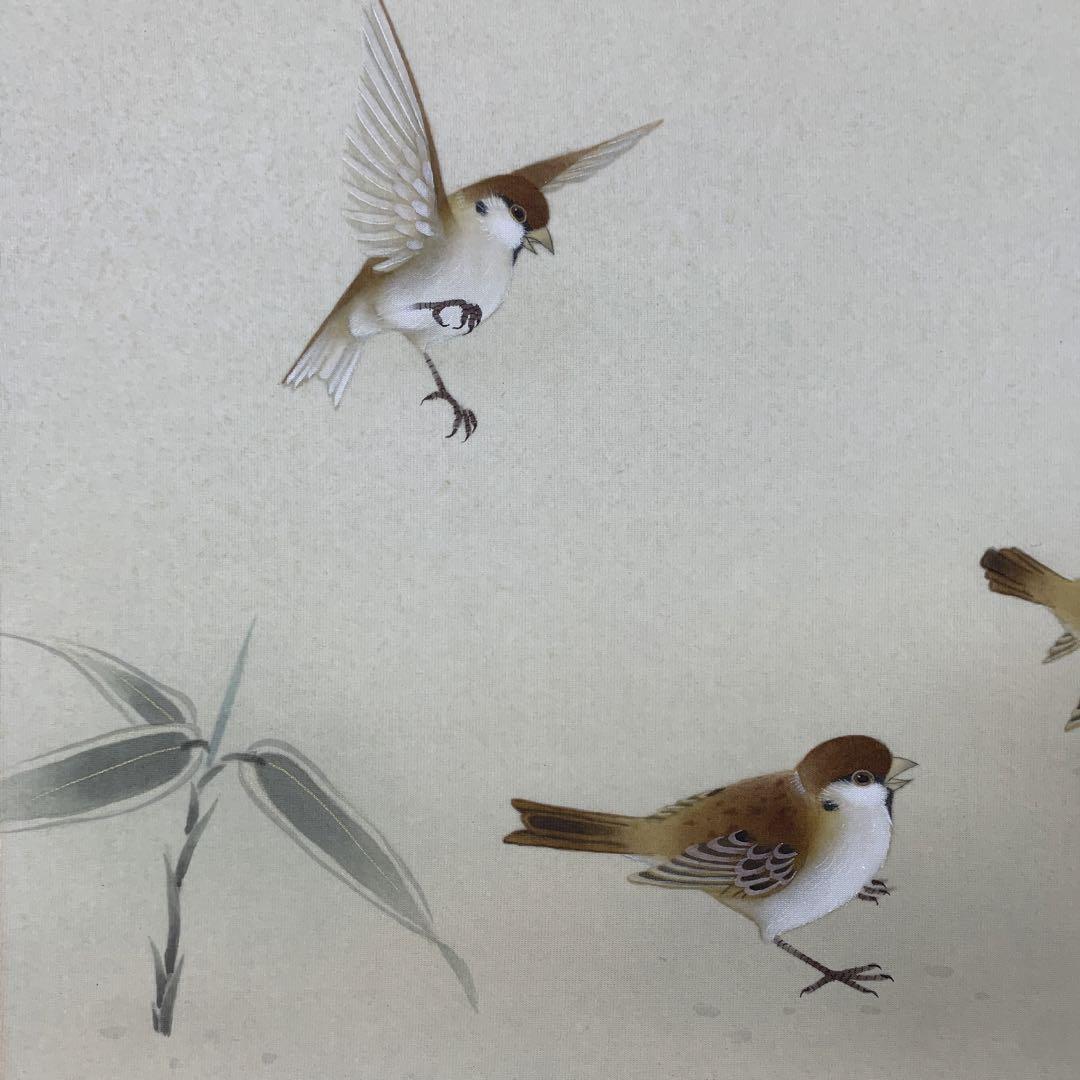 掛け軸4本 ①柳沢寿江作 㐂雀図②金魚図③華光作 朝顔図④清晃作 掛け軸4本 ①柳沢寿江作 㐂雀図②金魚図③華光作 朝顔図④清晃作