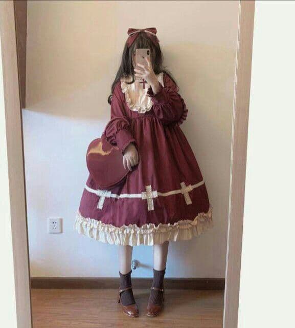 メルカリ 秋冬 ゴスロリワンピース 黒 ドレス ロリィタ Op長袖 膝丈 Lolita ロ ひざ丈ワンピース 7 8 中古や未使用のフリマ