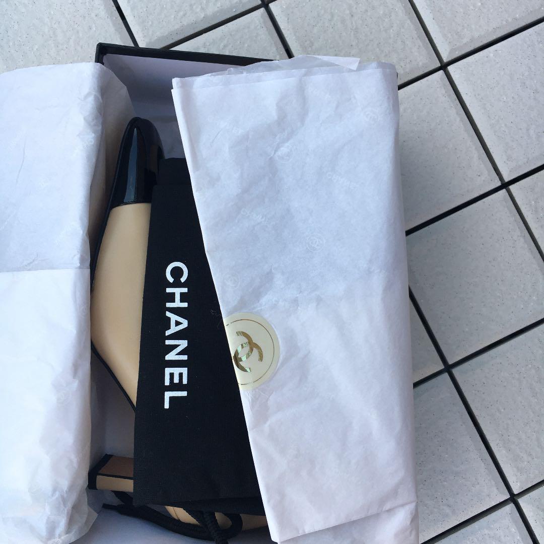 CHANELパンプス37cアイボリー×黒エナメル新品未使用品