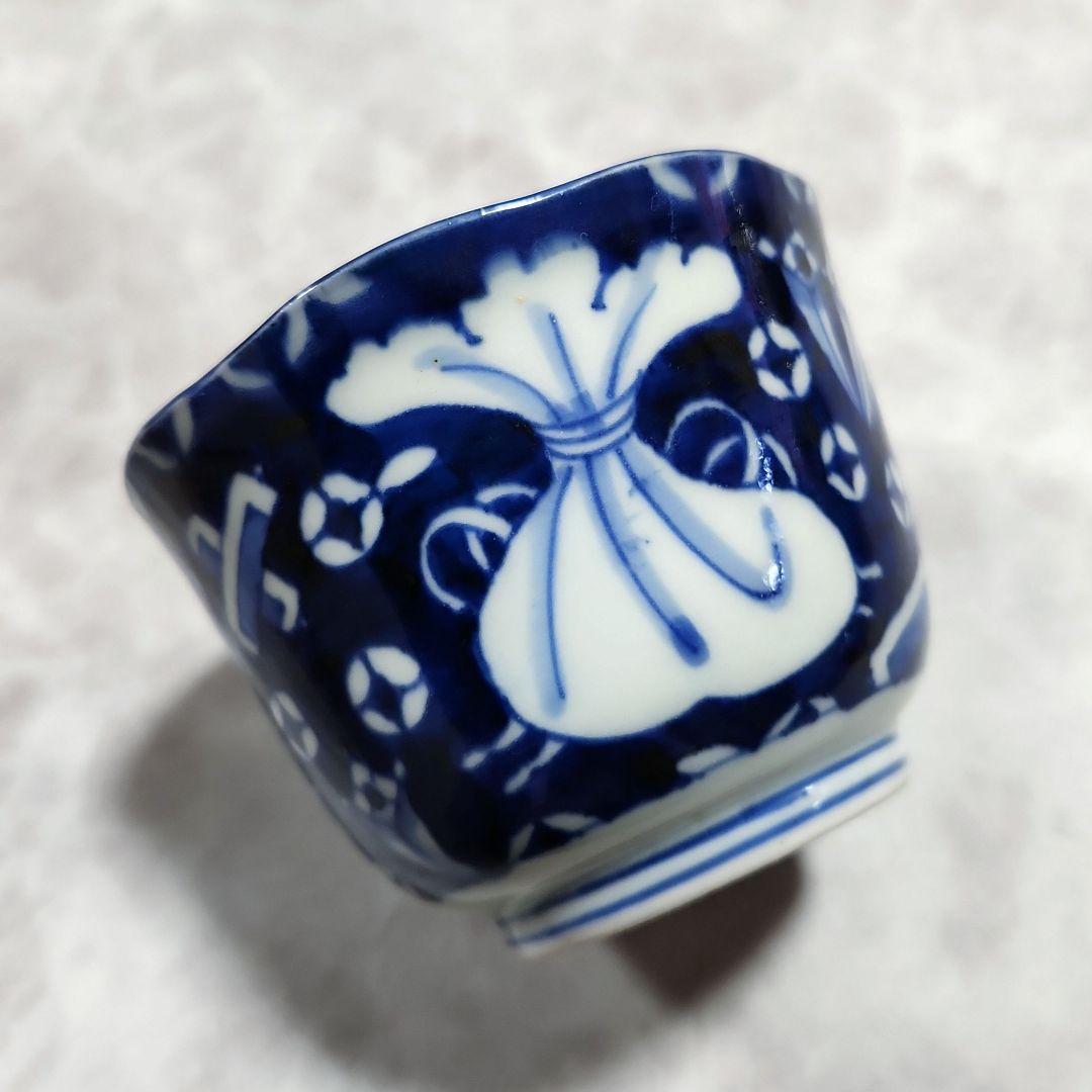無傷完品　古伊万里　染付　宝尽文　向付　江戸時代　骨董　アンティーク　蕎麦猪口