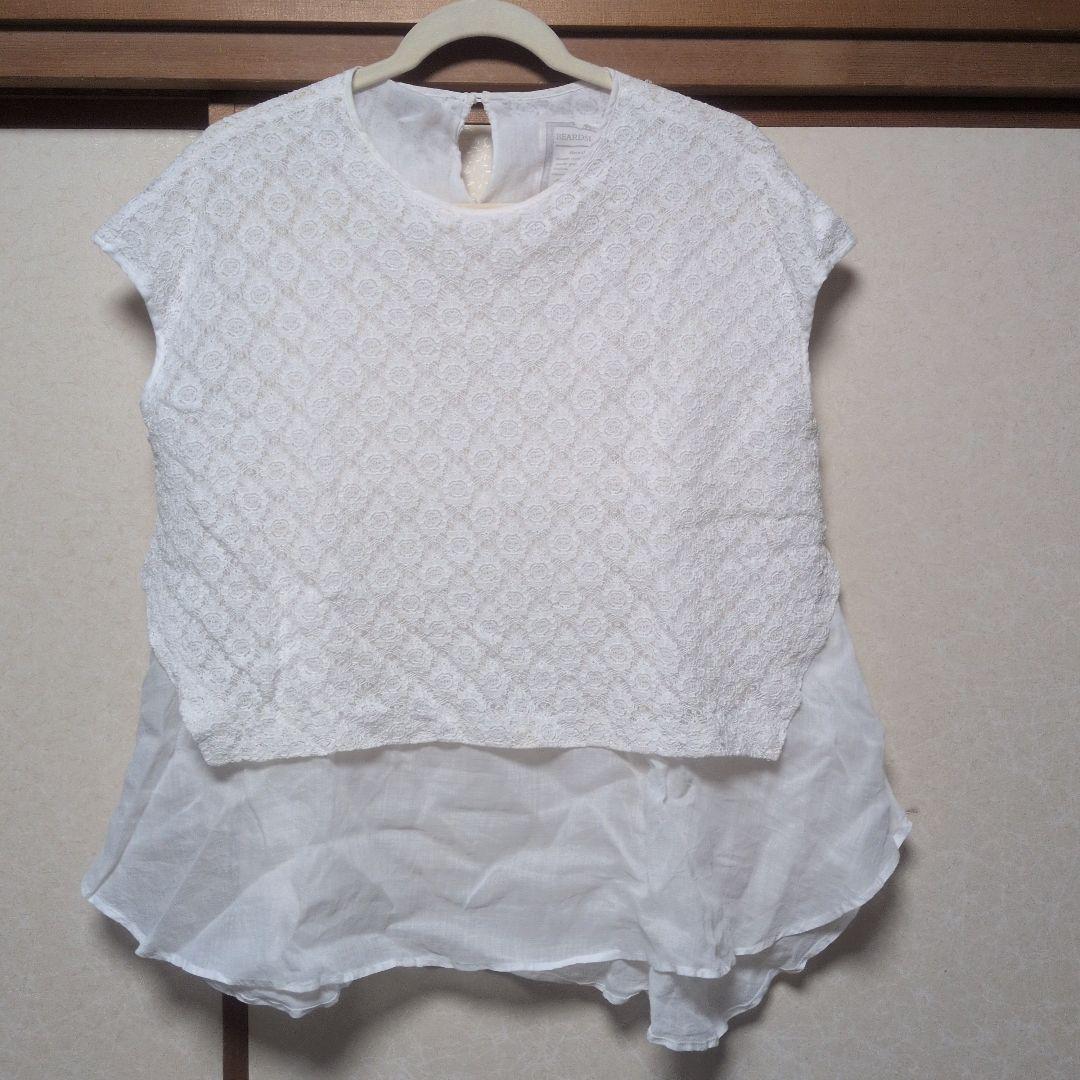 BEARDSLEY ビアズリー レースコンビ シアーブラウス 白 BEARDSLEY（ビアズリー）の「《ビアズリー》レースコンビ シアー