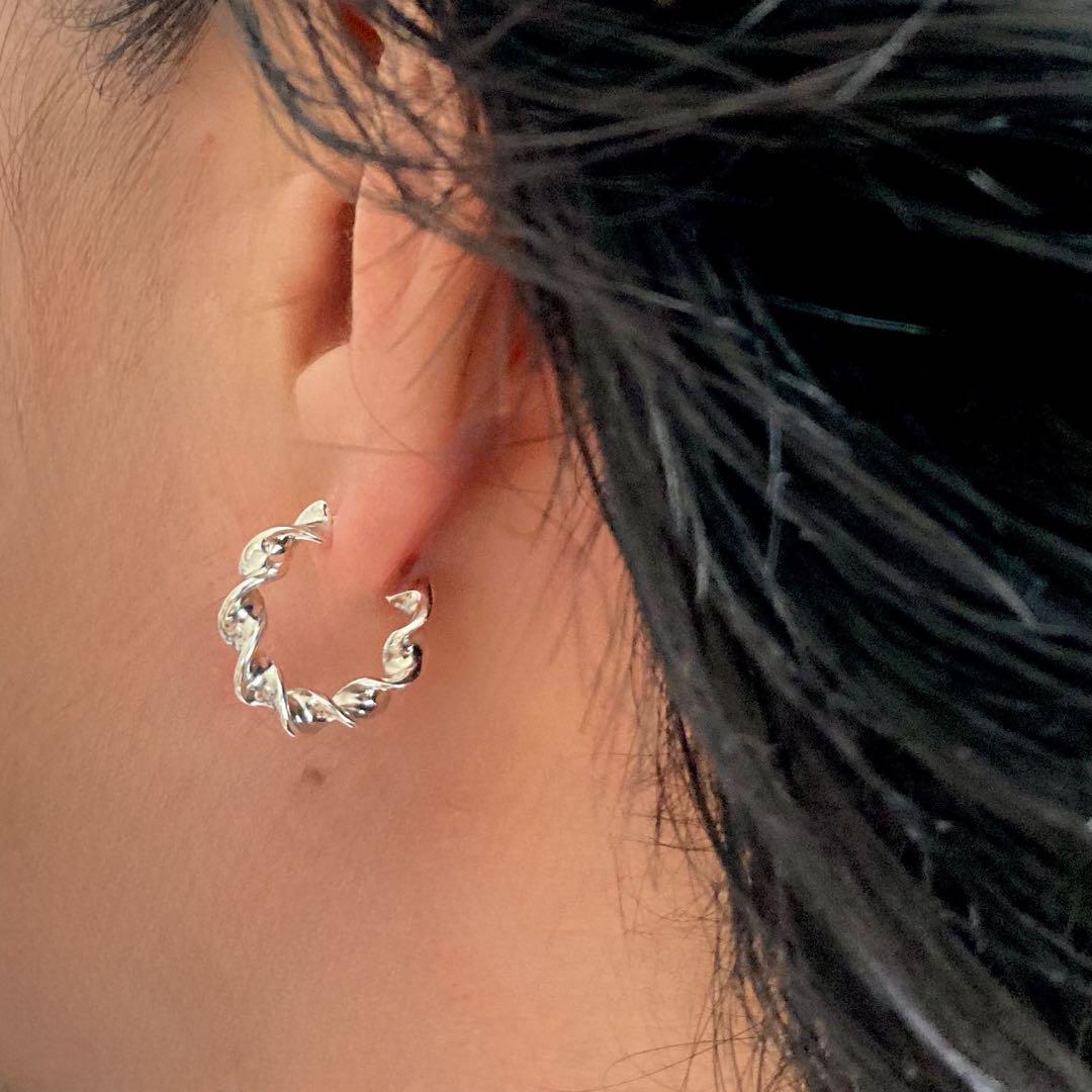 シルバー925 両耳　07 ピアス　18mm ハンドメイド