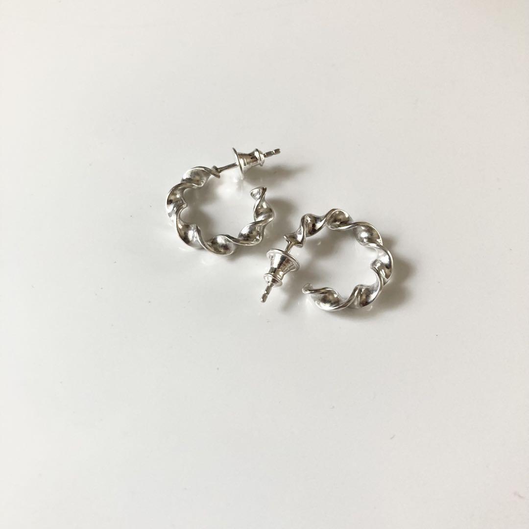 シルバー925 両耳　07 ピアス　18mm ハンドメイド