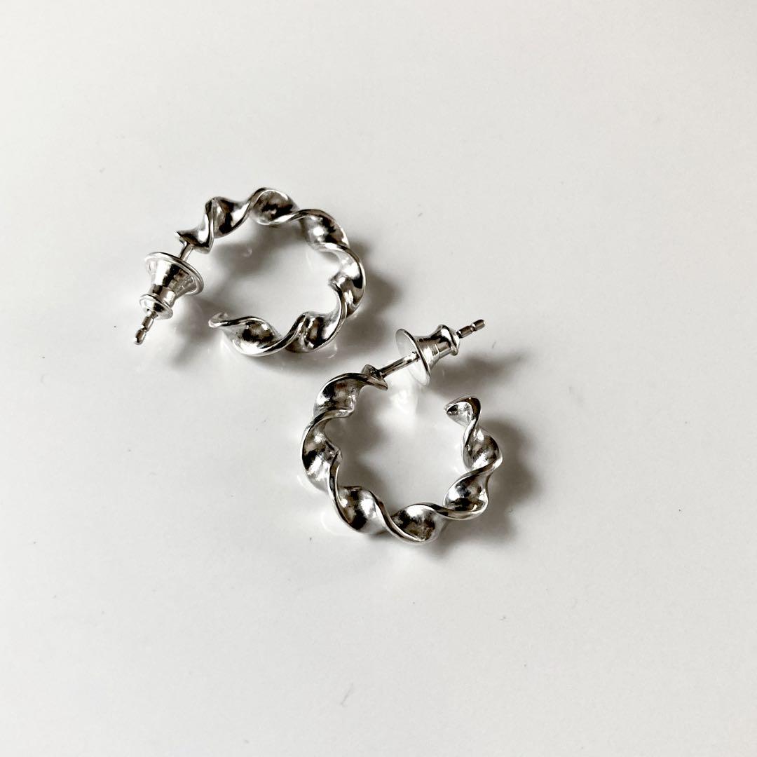 シルバー925 両耳　07 ピアス　18mm ハンドメイド