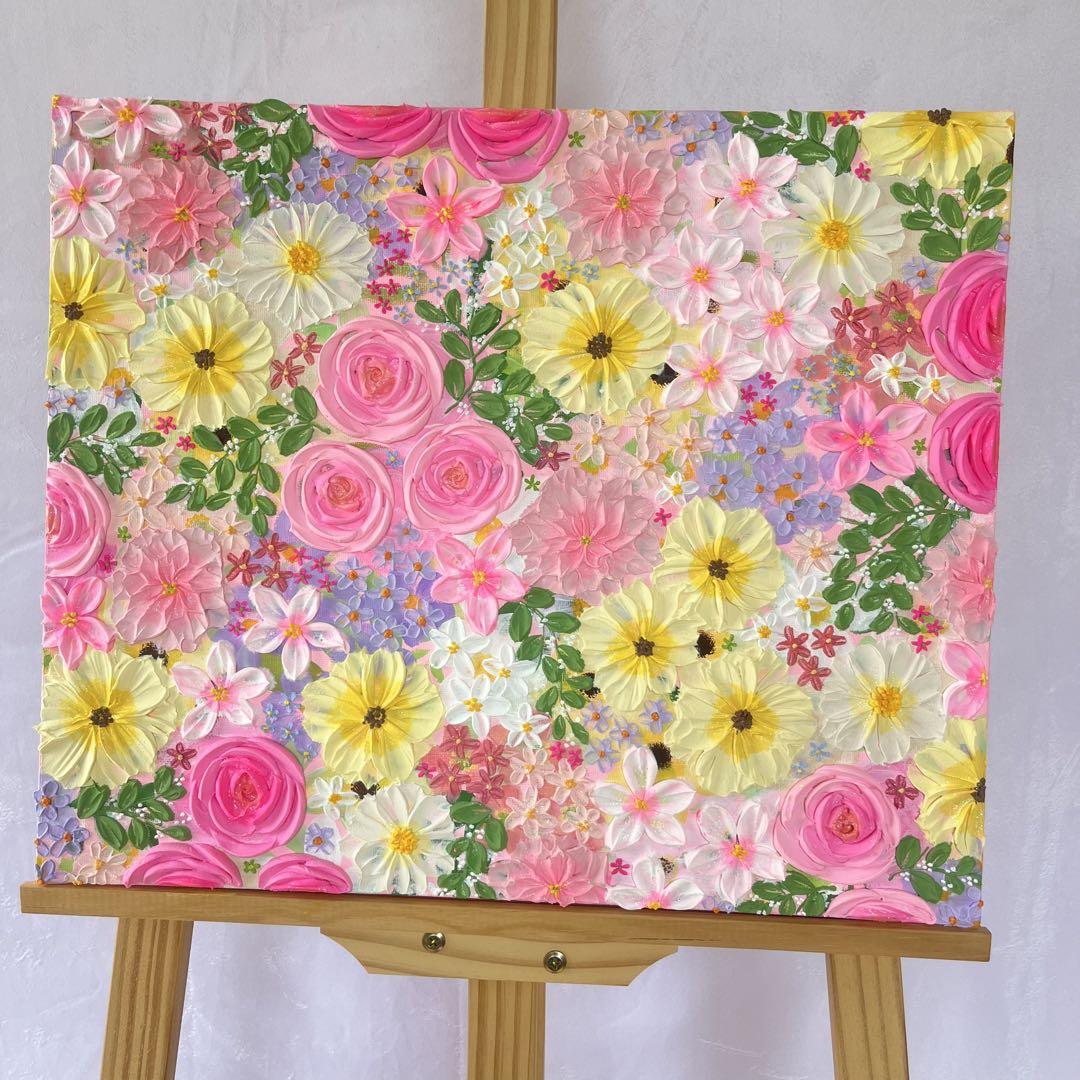 【もじのすけページ】花の絵 現代アート アートパネル　花柄　ボタニカル