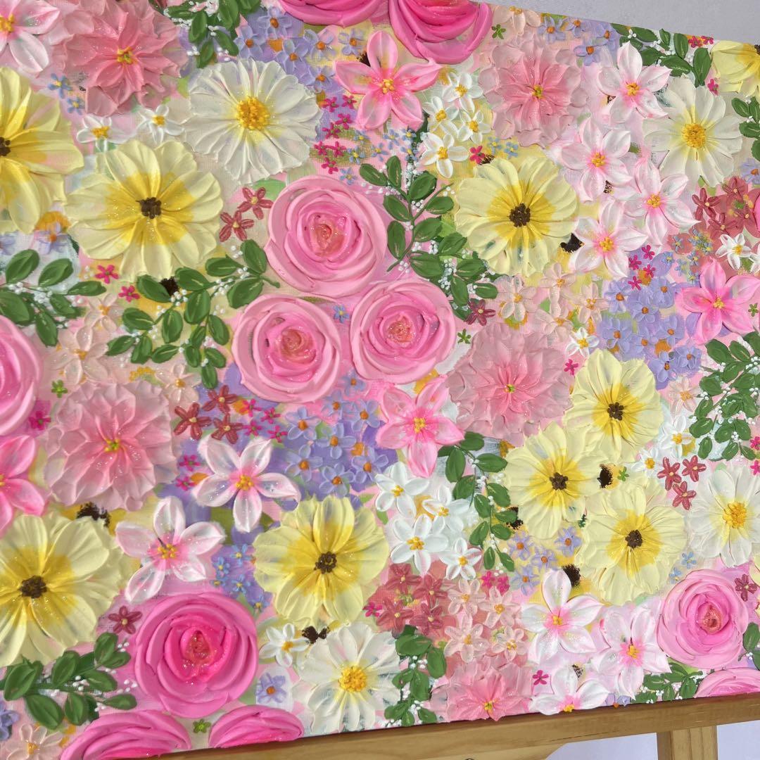 【もじのすけページ】花の絵 現代アート アートパネル　花柄　ボタニカル