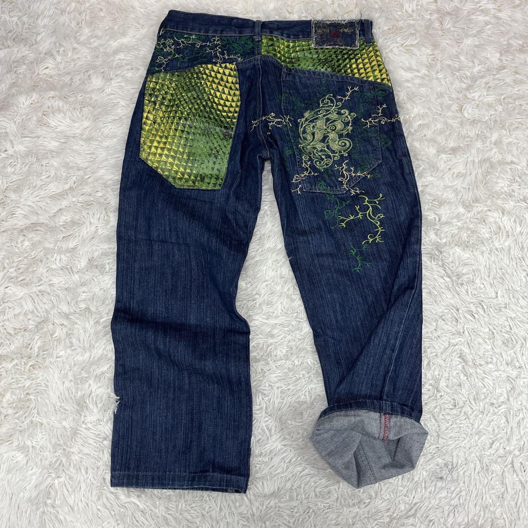 豪華刺繍00s極太 KANJI JEANS 蛇柄バギーデニム B系Y2K - メルカリ