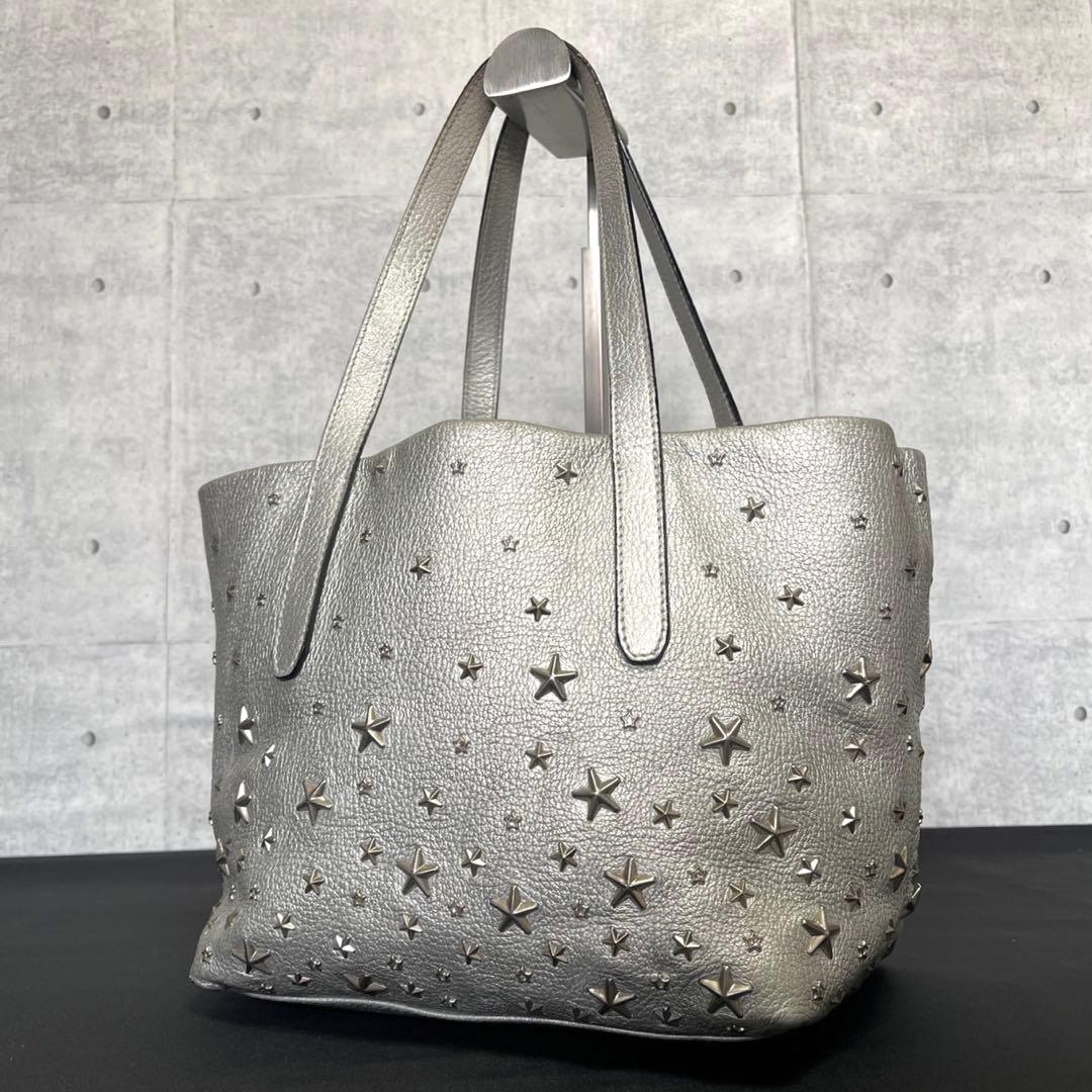 【良品】JIMMY CHOO SOFIA/S シルバー スタッズ トートバッグ 【良品】JIMMY CHOO SOFIA/S シルバー スタッズ トートバッグ