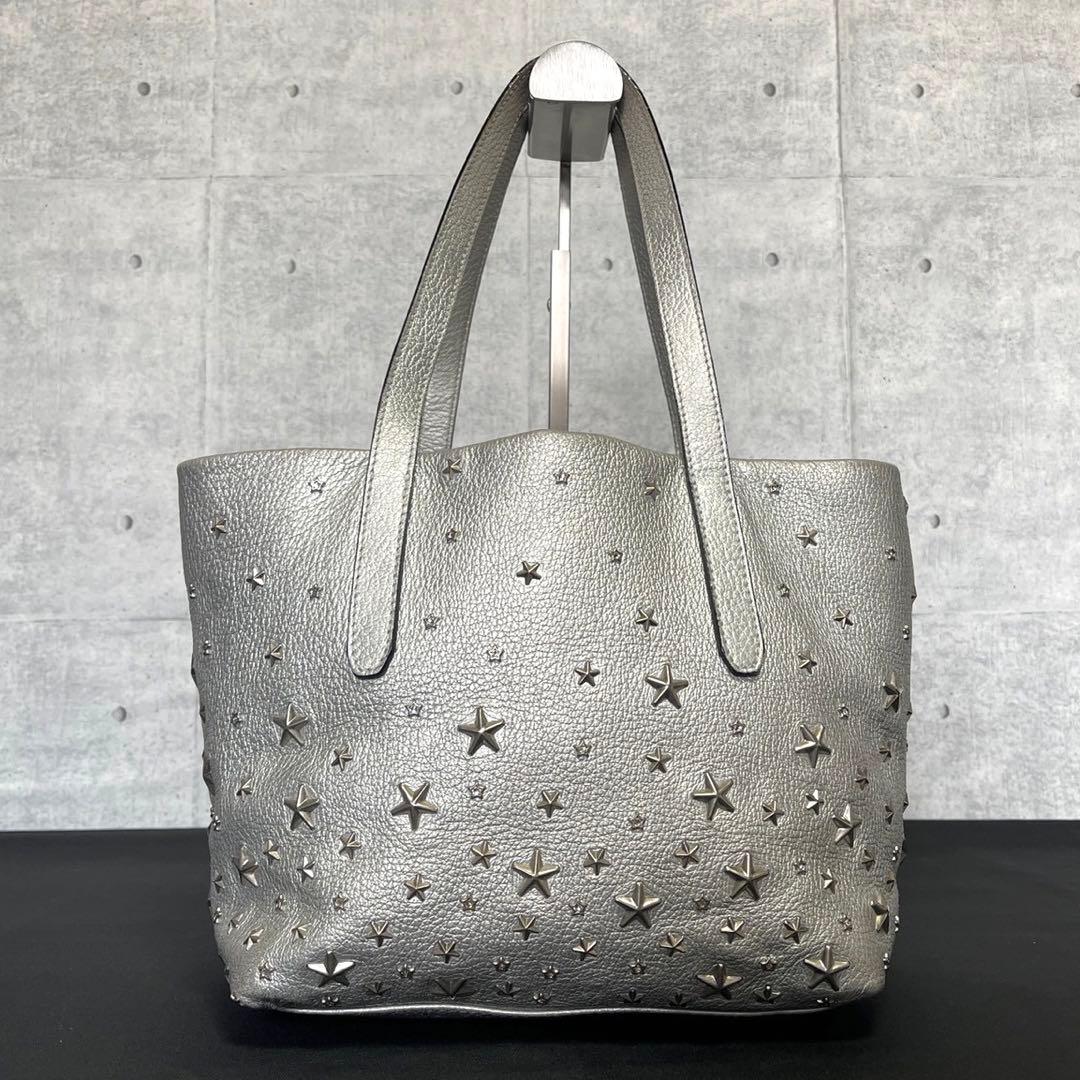 【良品】JIMMY CHOO SOFIA/S シルバー スタッズ トートバッグ 【良品】JIMMY CHOO SOFIA/S シルバー スタッズ トートバッグ