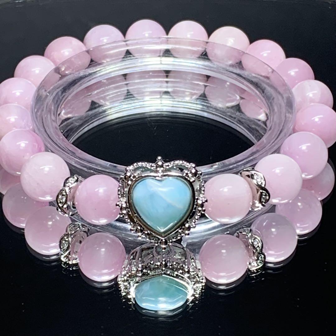 癒し❣️ラリマーハート・キャツアイクンツァイトブレスレット アクセサリー