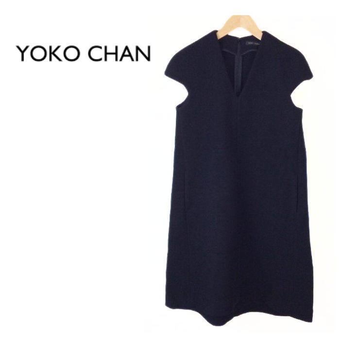 ヨーコチャン YOKO CHAN ワンピース 黒 コート生地 美シルエット