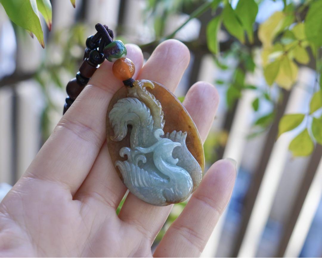 海外 正規品 アクセサリー 本翡翠 鳳凰 ネックレス 新品9985