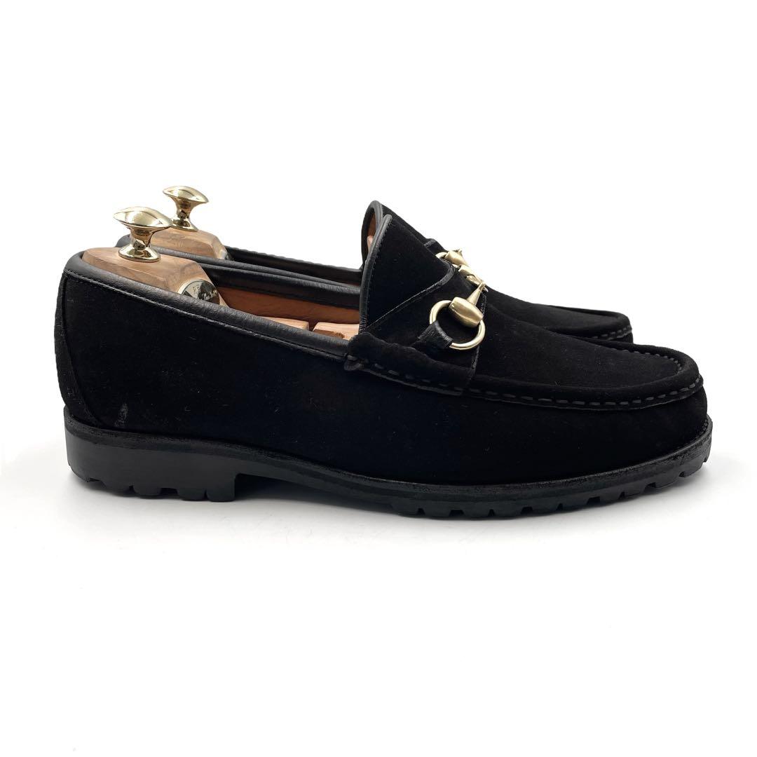 【美品】GUCCI/ビットローファー/スウェード/ブラック/10E 超美品》GUCCI グッチ ビット ローファー スウェード ブラック