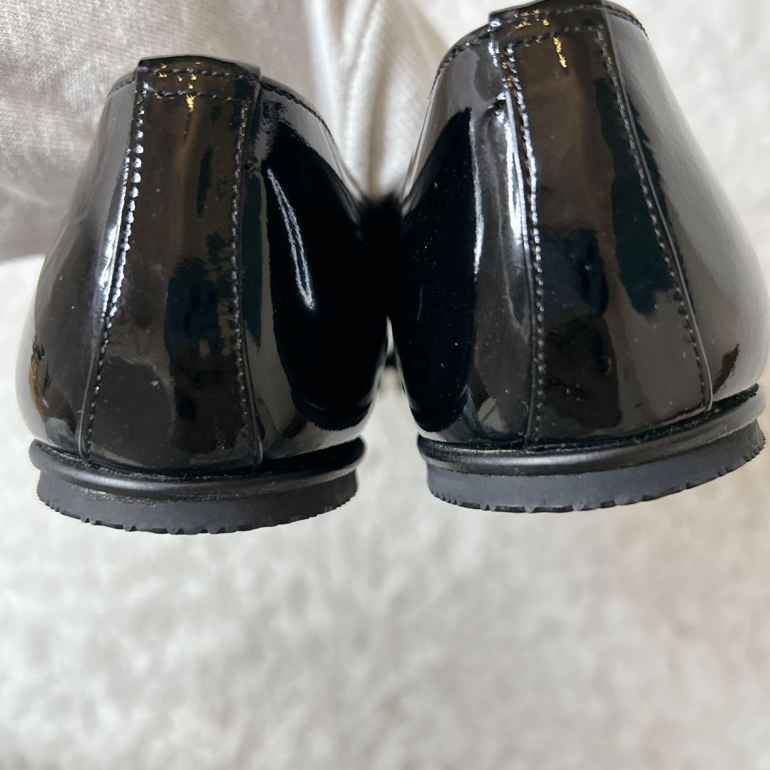 ✨極美品✨ ミハマ フラットパンプス エナメル ゴールドリング ラウンドトゥ